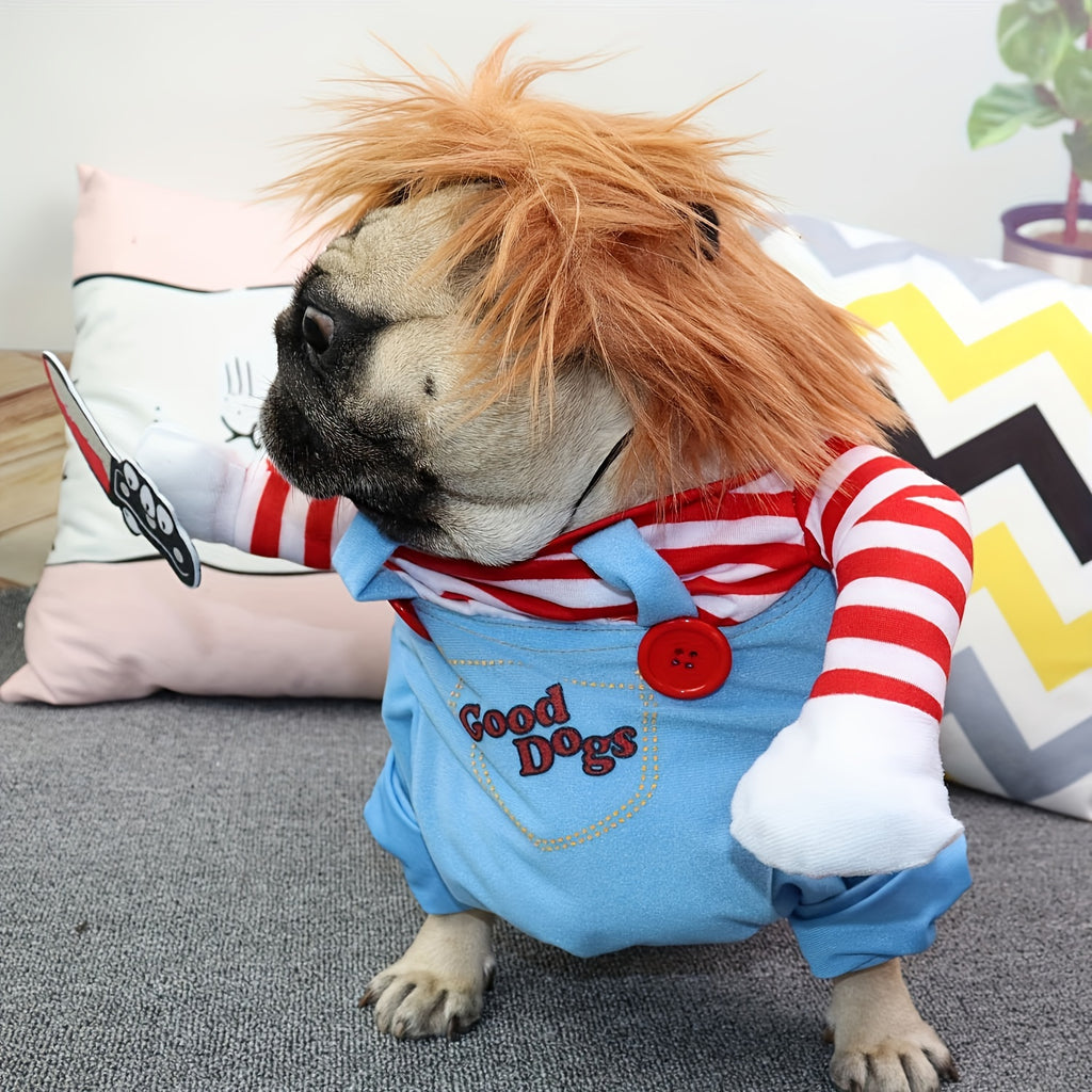 Deadly Doll, Canine, Killer Spirit, Halloween Costume for Pets, Hairpiece