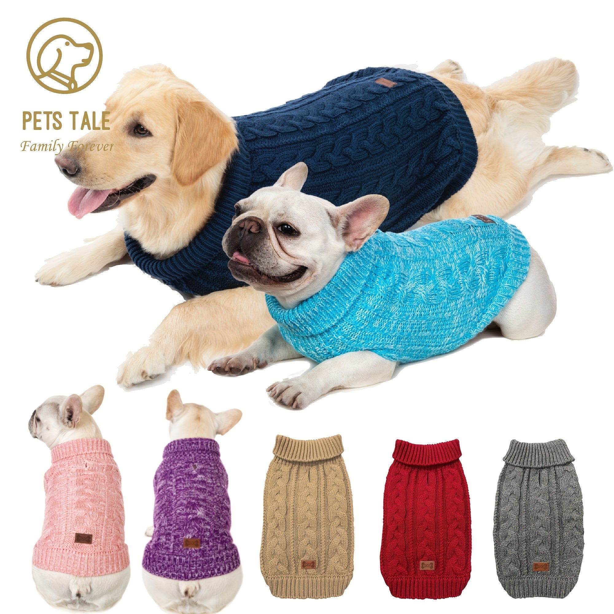 PETS TALE Dog Sweater with Twisted Rope & Chain Tag - Navy Blue Suitable for Breed Sizes (Small, Medium,), Machine Washable Pullover Sweater for, Chihuahua, Shih Tzu, Poodle & More