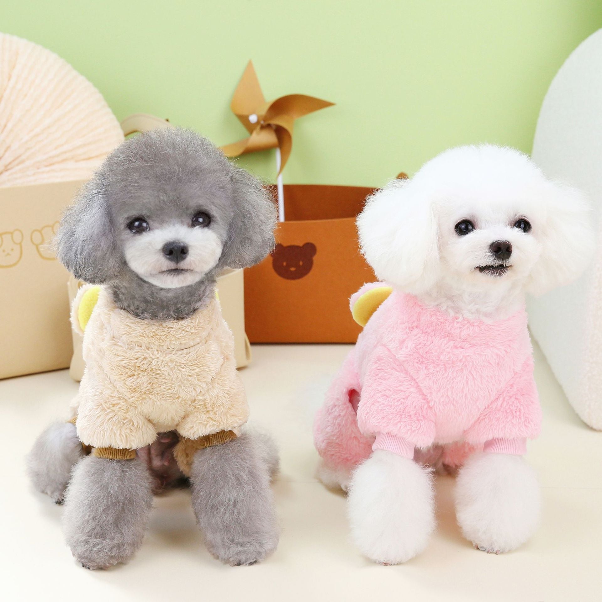 Dog Clothes Autumn and Winter New Pet Clothing Thickened 23 Backpack Bear Four Legs Velvet Coat for Pets in Winter