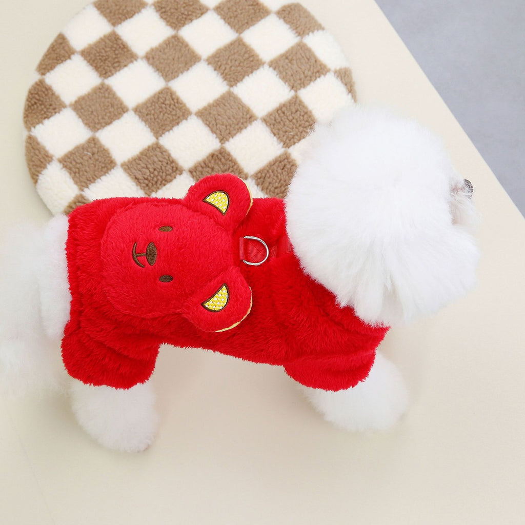 Dog Clothes Autumn and Winter New Pet Clothing Thickened 23 Backpack Bear Four Legs Velvet Coat for Pets in Winter
