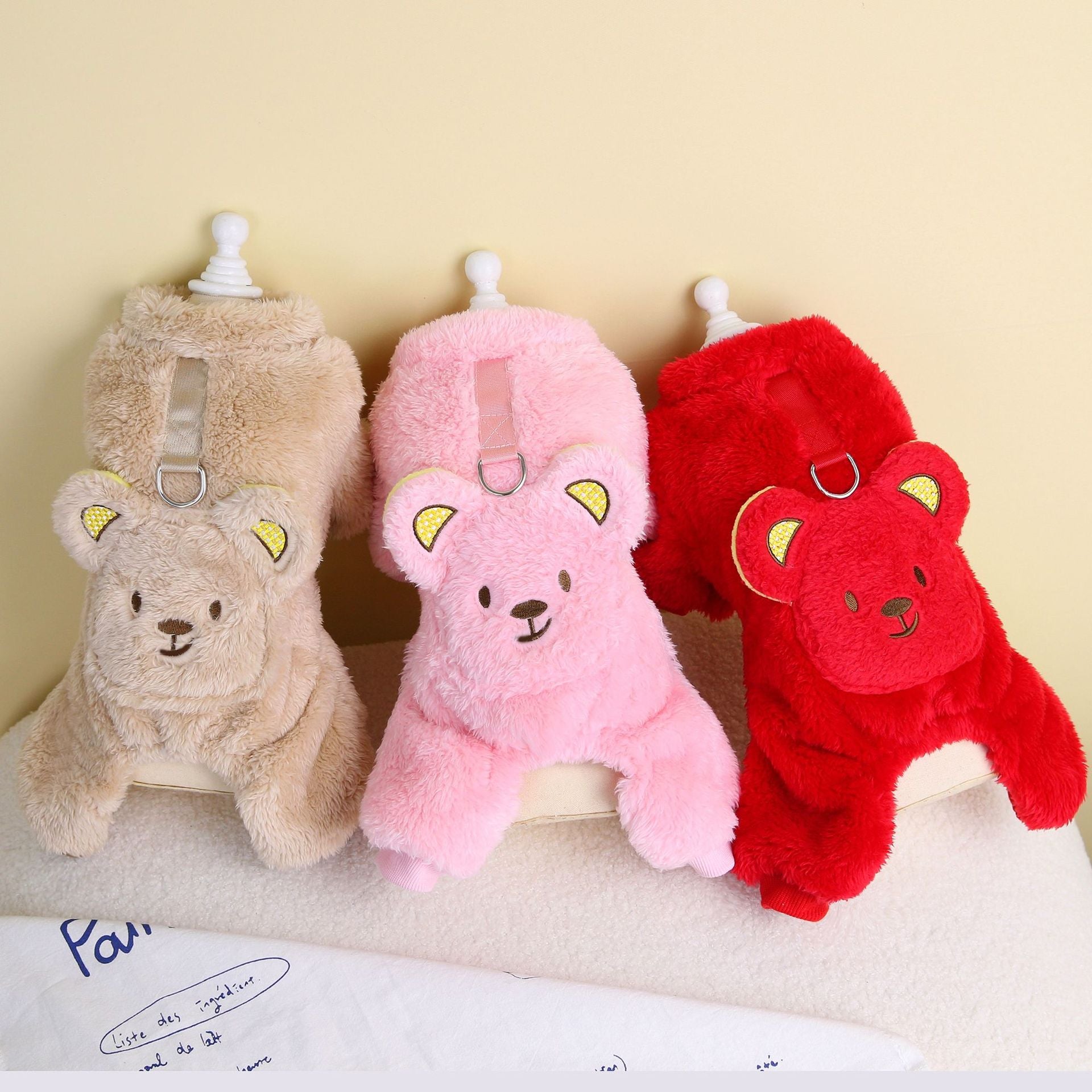 Dog Clothes Autumn and Winter New Pet Clothing Thickened 23 Backpack Bear Four Legs Velvet Coat for Pets in Winter