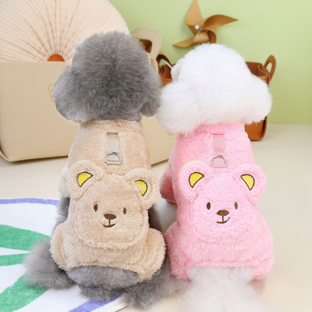 Dog Clothes Autumn and Winter New Pet Clothing Thickened 23 Backpack Bear Four Legs Velvet Coat for Pets in Winter