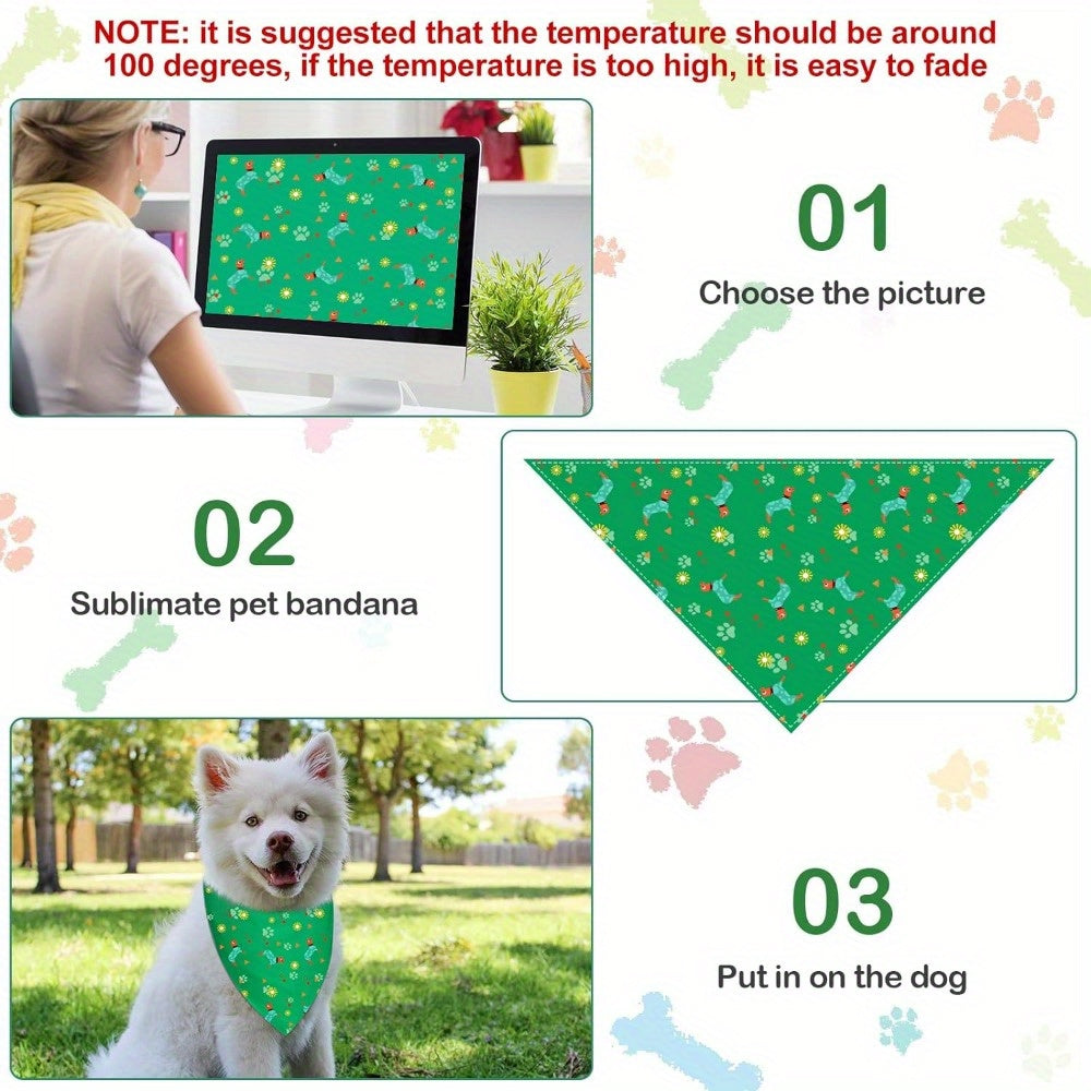 20pcs Sublimation Dog Bandanas Bulk Washable Puppy Bandana Blank Dog Bandanas Triangle Dog Bibs Heat Transfer Adjustable Dog Bandana for Small Medium Large Pets