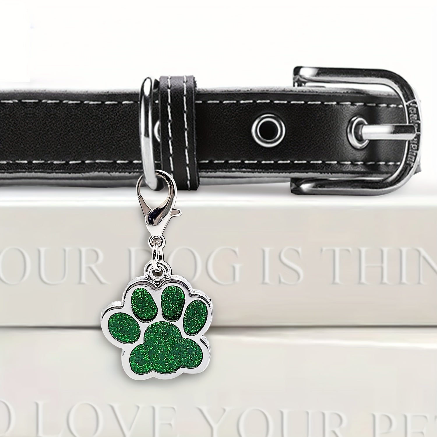 Personalized Dog Tag For Pets, Custom Engraved Dog ID Tag, Glitter Paw Print Collar Tags For Dogs