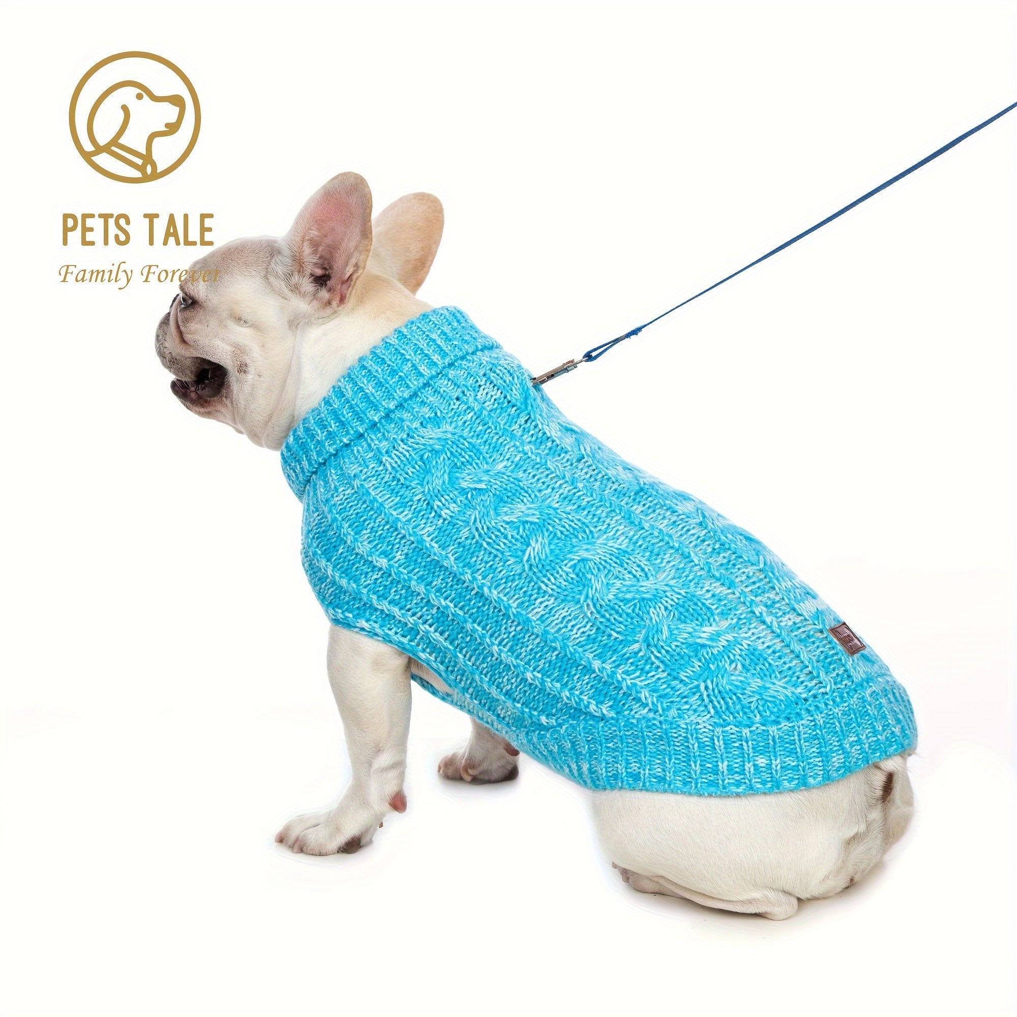 PETS TALE Dog Sweater with Twisted Rope & Chain Tag - Navy Blue Suitable for Breed Sizes (Small, Medium,), Machine Washable Pullover Sweater for, Chihuahua, Shih Tzu, Poodle & More