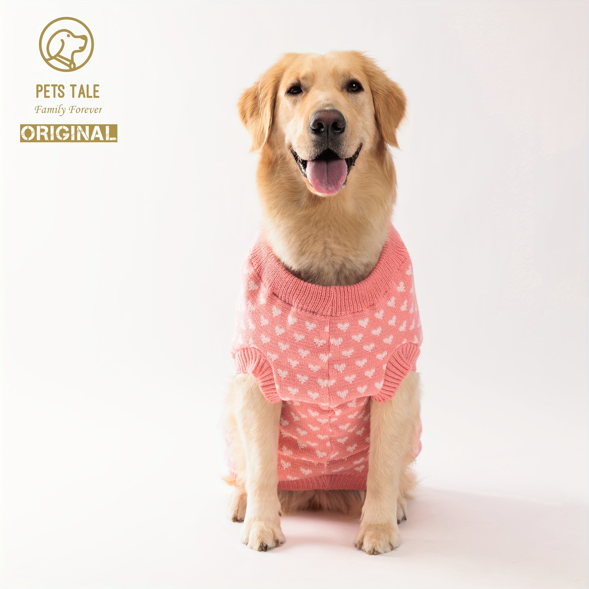 Dog Sweater with Pink Heart Design - Comfortable Knitwear for Dogs of All Sizes, Soft And Warm Pullover for Pets