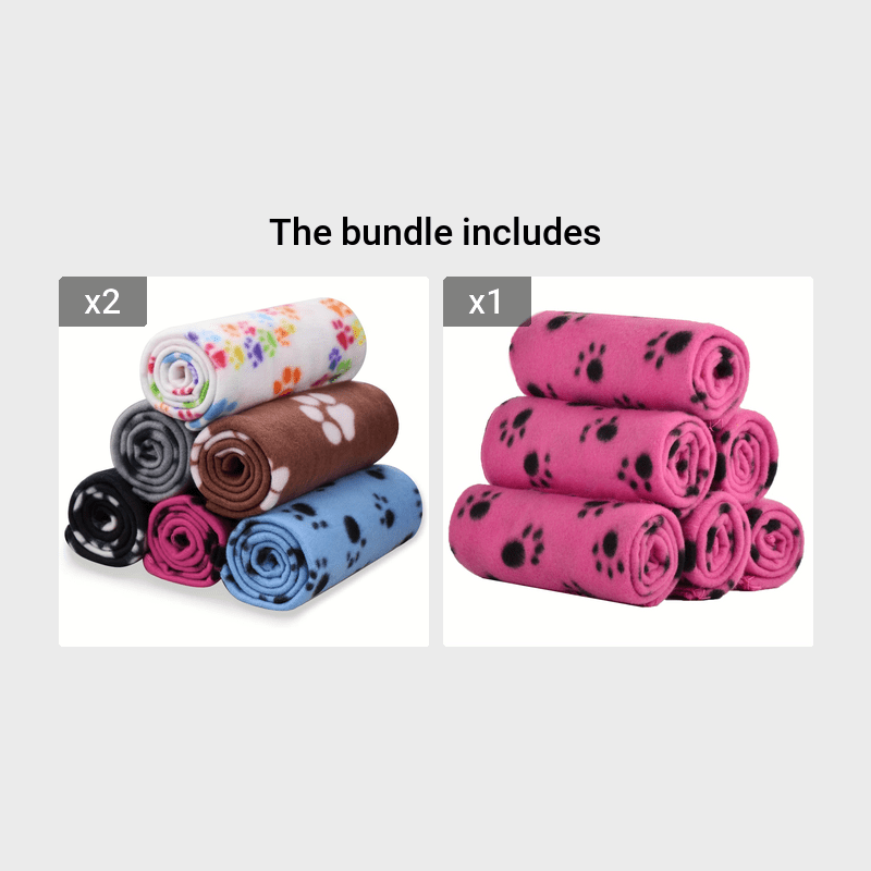[Warm Paw Print Dog Blankets] 6-Pack Warm Paw Print Dog Blanket Bed Covers - Cozy for Your Furry Pets
