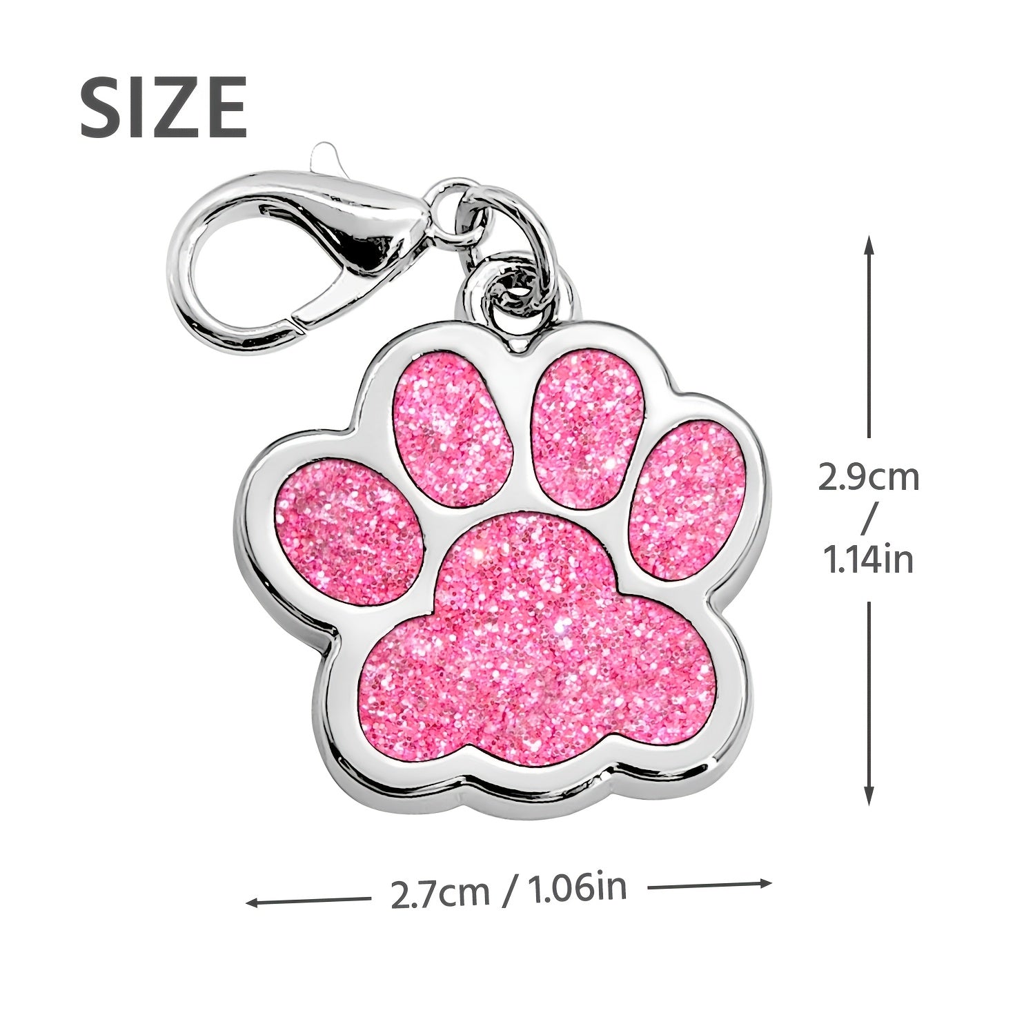 Personalized Dog Tag For Pets, Custom Engraved Dog ID Tag, Glitter Paw Print Collar Tags For Dogs
