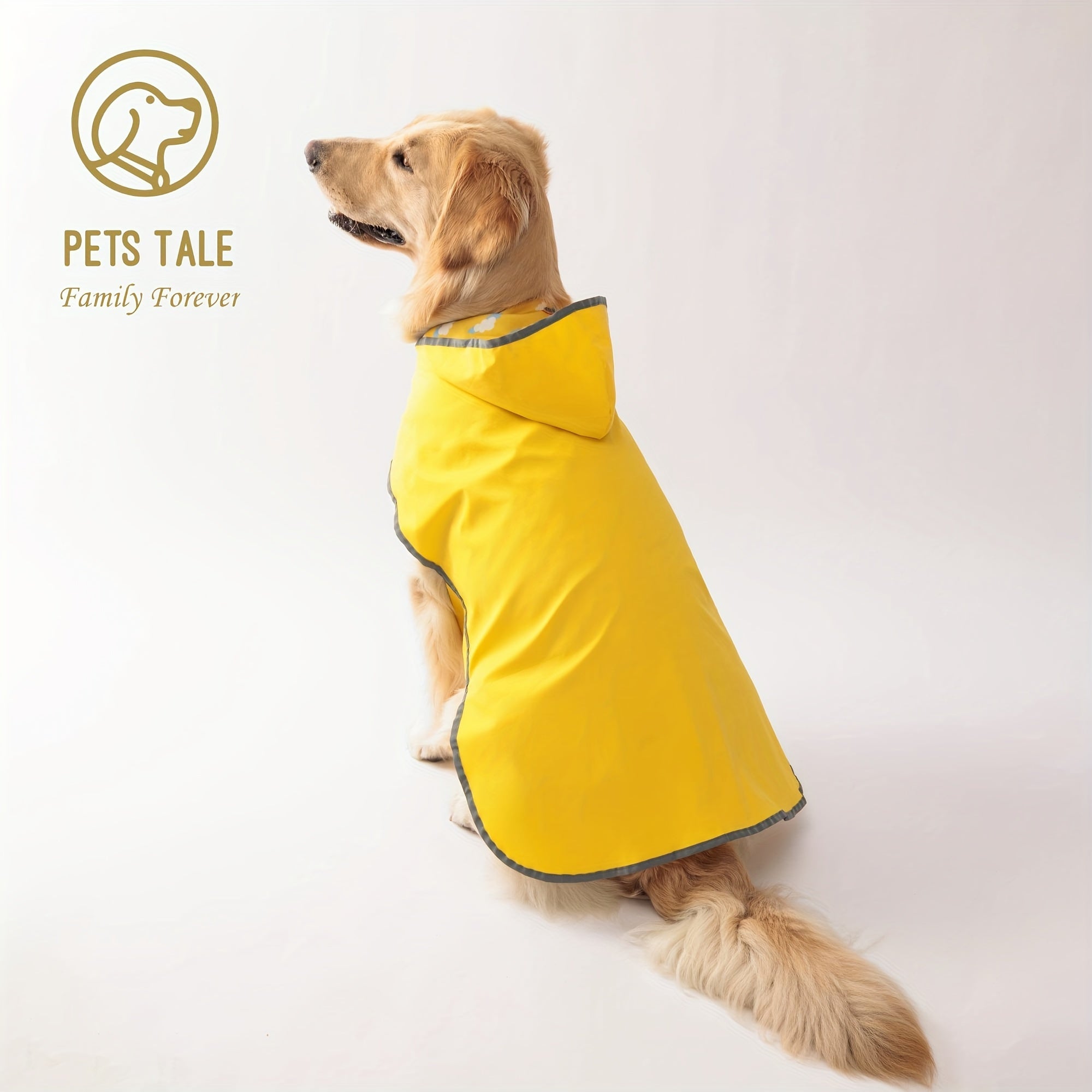 1pc PETS TALE Reversible Dog Raincoat, Polyester Pet Jacket with Duck Print, Machine Washable, Adjustable Straps for Small to Extra Large Breeds