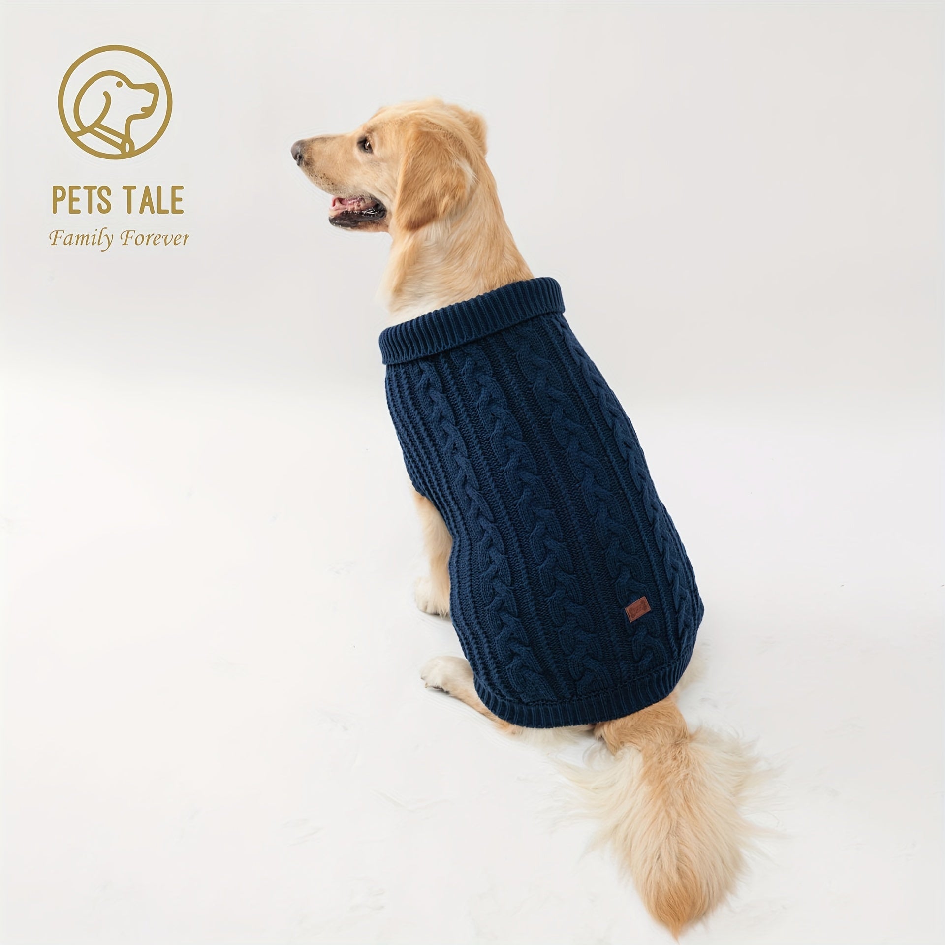 PETS TALE Dog Sweater with Twisted Rope & Chain Tag - Navy Blue Suitable for Breed Sizes (Small, Medium,), Machine Washable Pullover Sweater for, Chihuahua, Shih Tzu, Poodle & More
