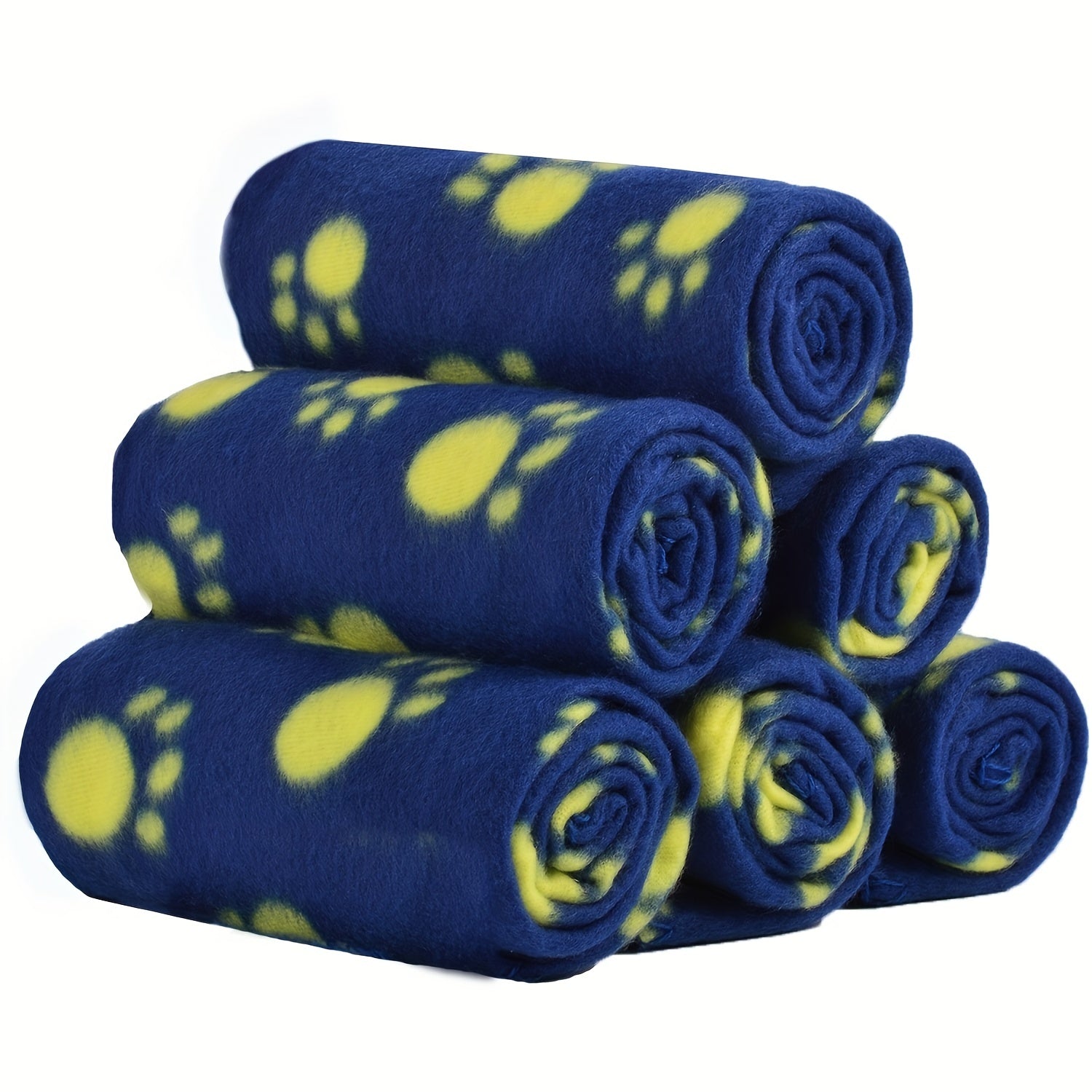 [Warm Paw Print Dog Blankets] 6-Pack Warm Paw Print Dog Blanket Bed Covers - Cozy for Your Furry Pets