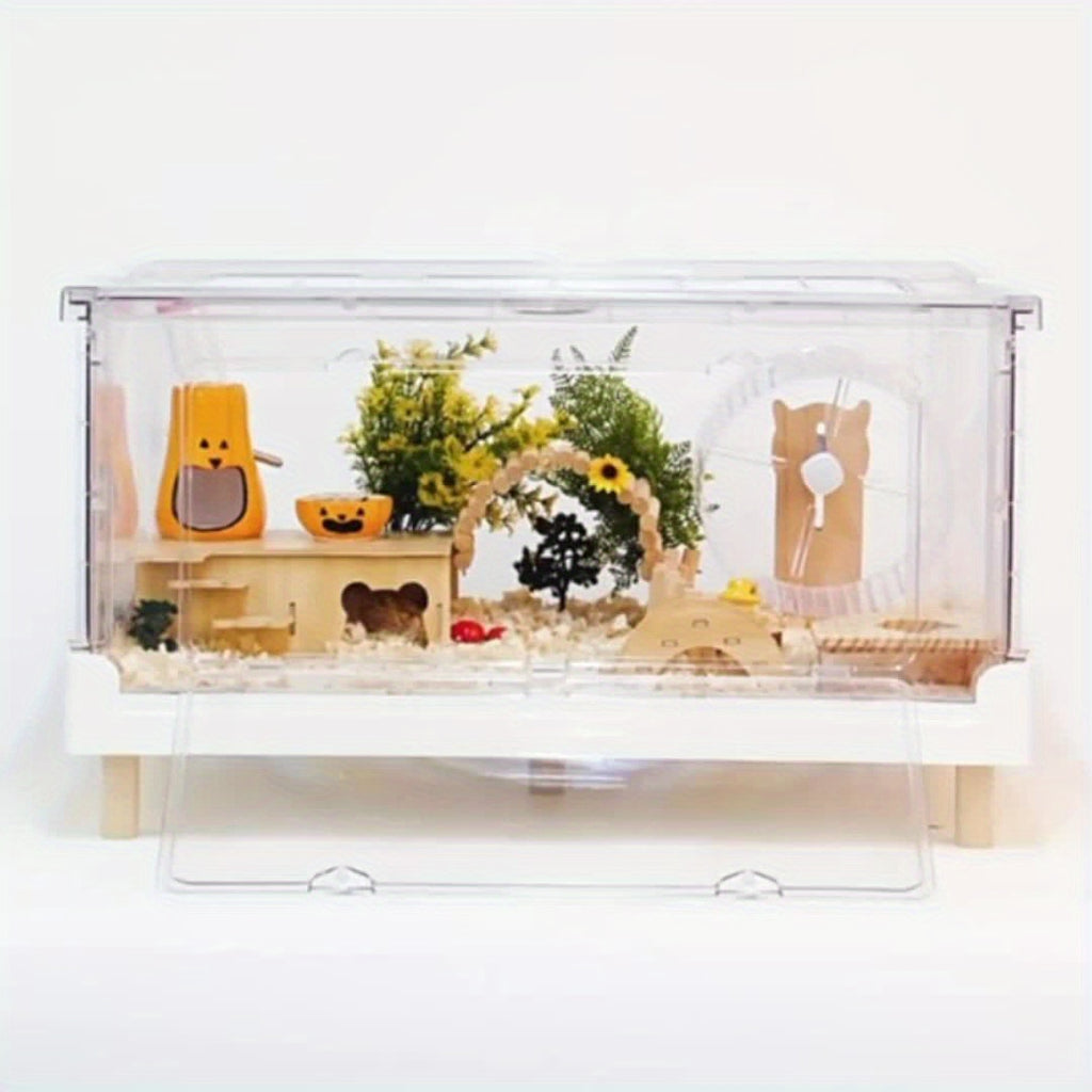 1pc 27.56inch Plastic Transparent Folding Cage, guinea Hamster Cage, for Hamster Hedgehog Bacon And Other Small Pets Animals Supplies