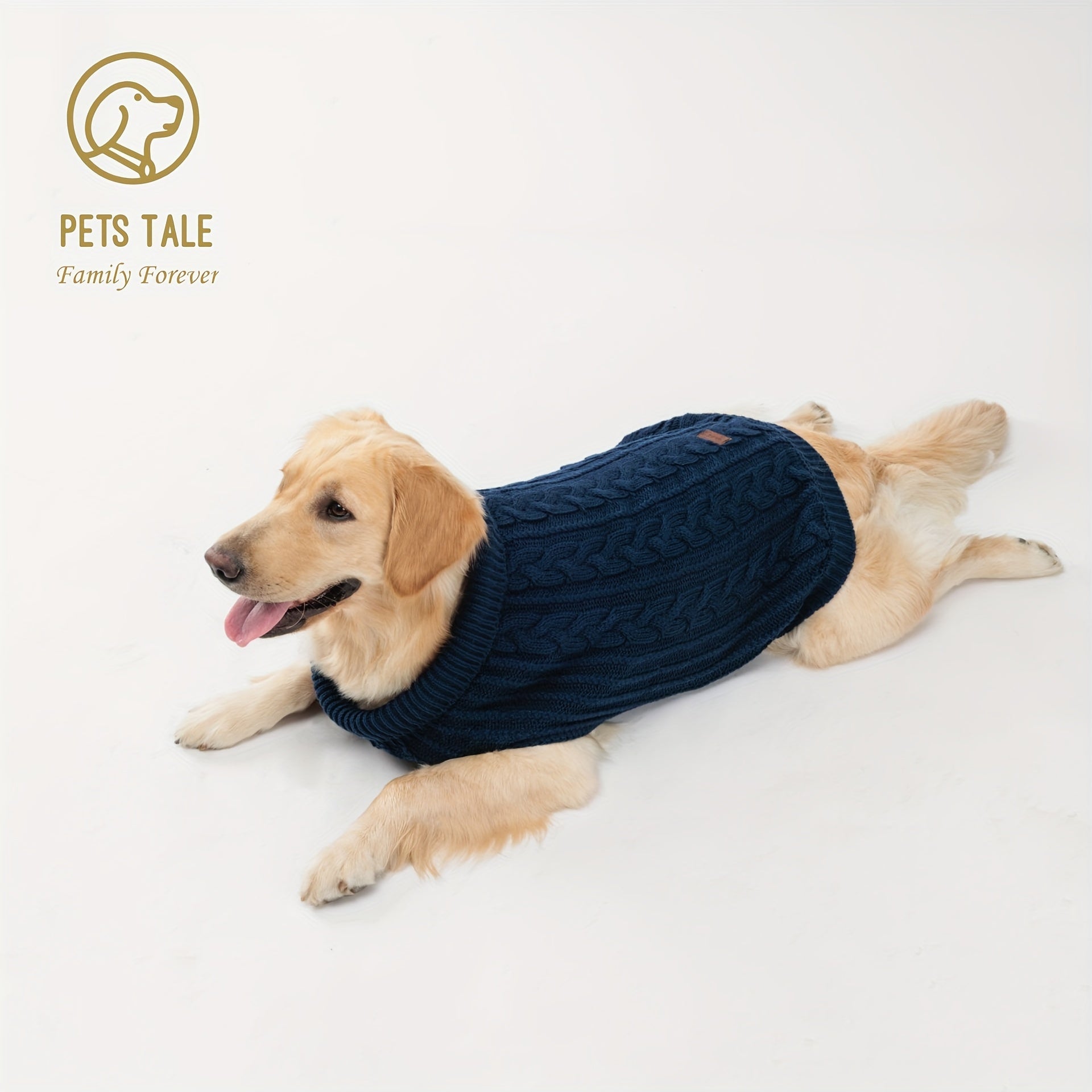 PETS TALE Dog Sweater with Twisted Rope & Chain Tag - Navy Blue Suitable for Breed Sizes (Small, Medium,), Machine Washable Pullover Sweater for, Chihuahua, Shih Tzu, Poodle & More