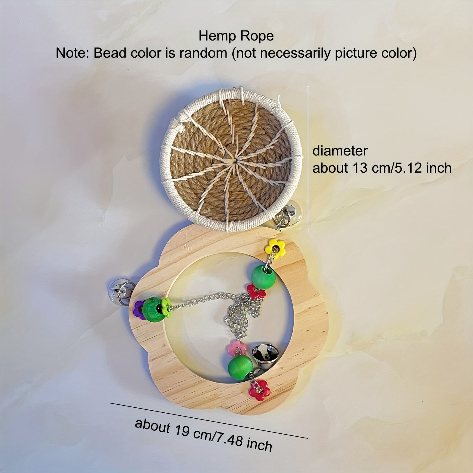 Cozy Bird Hammock Swing - Durable Plywood Nest for Parrots, Squirrels & Small Pets with Random Bead Accents