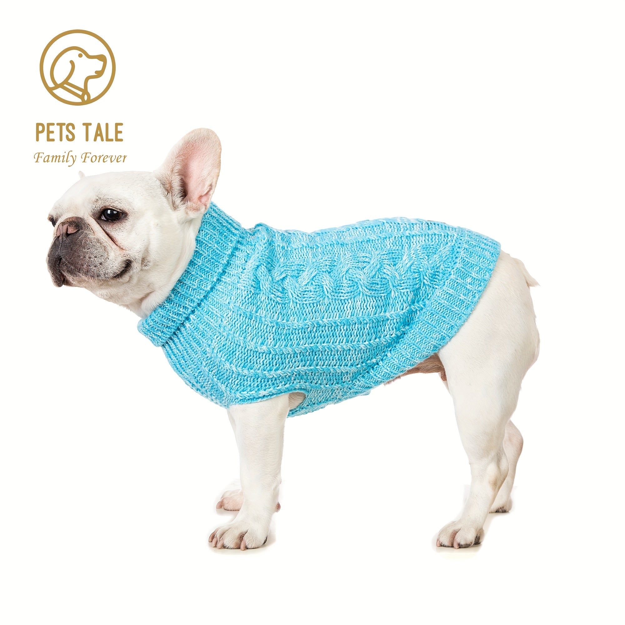 PETS TALE Dog Sweater with Twisted Rope & Chain Tag - Navy Blue Suitable for Breed Sizes (Small, Medium,), Machine Washable Pullover Sweater for, Chihuahua, Shih Tzu, Poodle & More