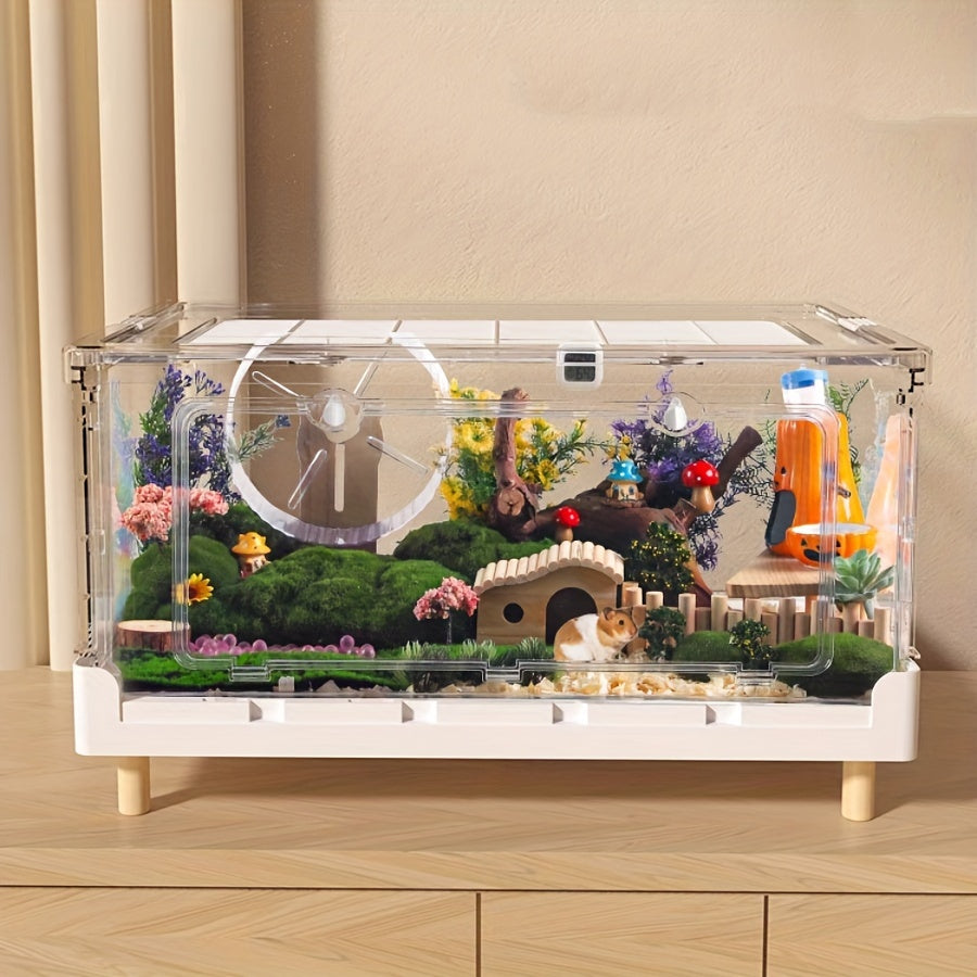 1pc 27.56inch Plastic Transparent Folding Cage, guinea Hamster Cage, for Hamster Hedgehog Bacon And Other Small Pets Animals Supplies