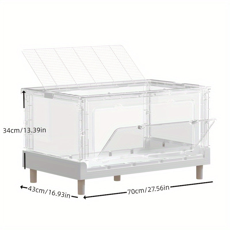 1pc 27.56inch Plastic Transparent Folding Cage, guinea Hamster Cage, for Hamster Hedgehog Bacon And Other Small Pets Animals Supplies