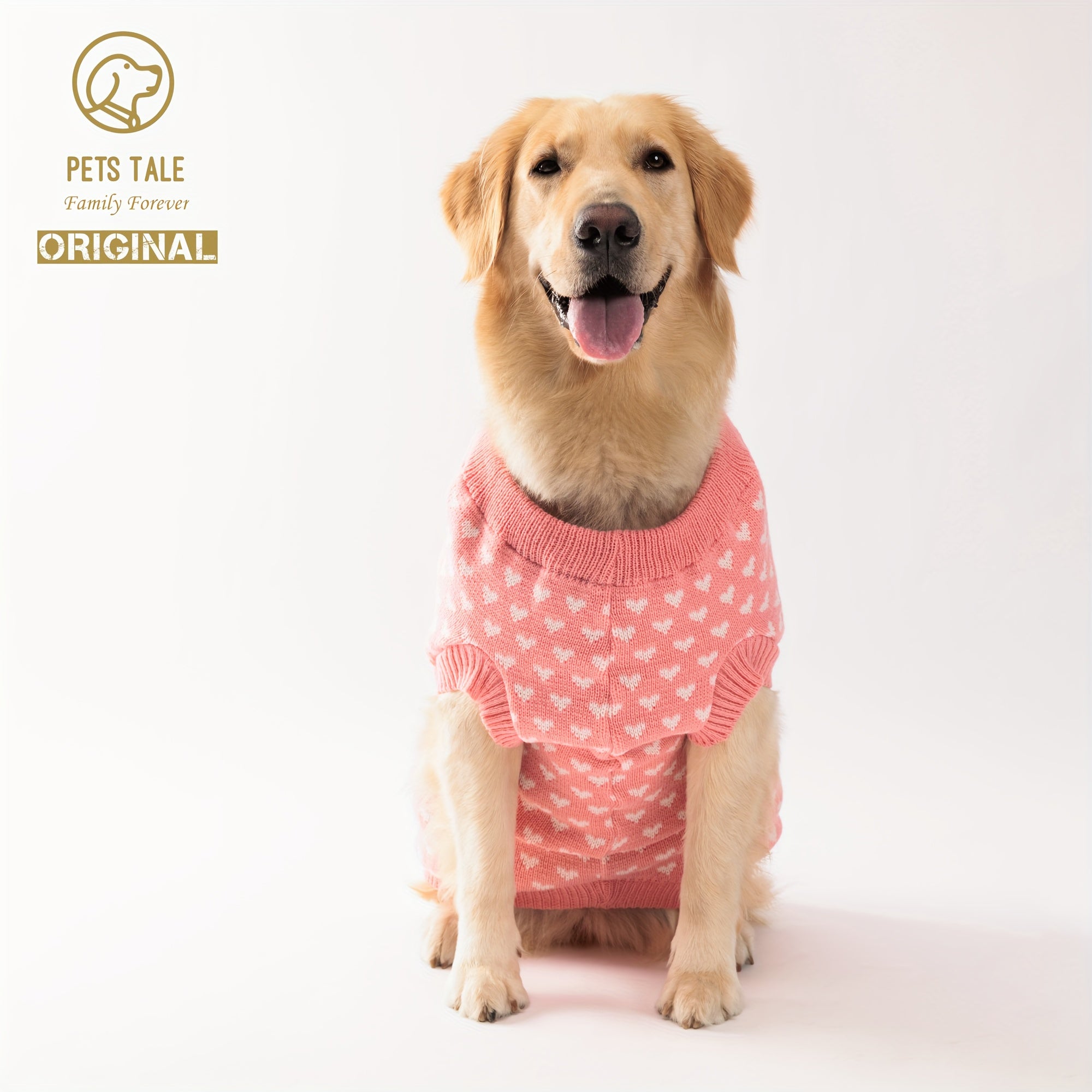 Dog Sweater with Pink Heart Design - Comfortable Knitwear for Dogs of All Sizes, Soft And Warm Pullover for Pets