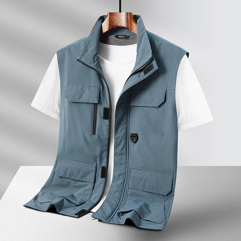 Summer Comfortable Sleeveless Jacket Vest Pockets Men Outdoors Pocket Waistcoat Male Photographer  Clothing