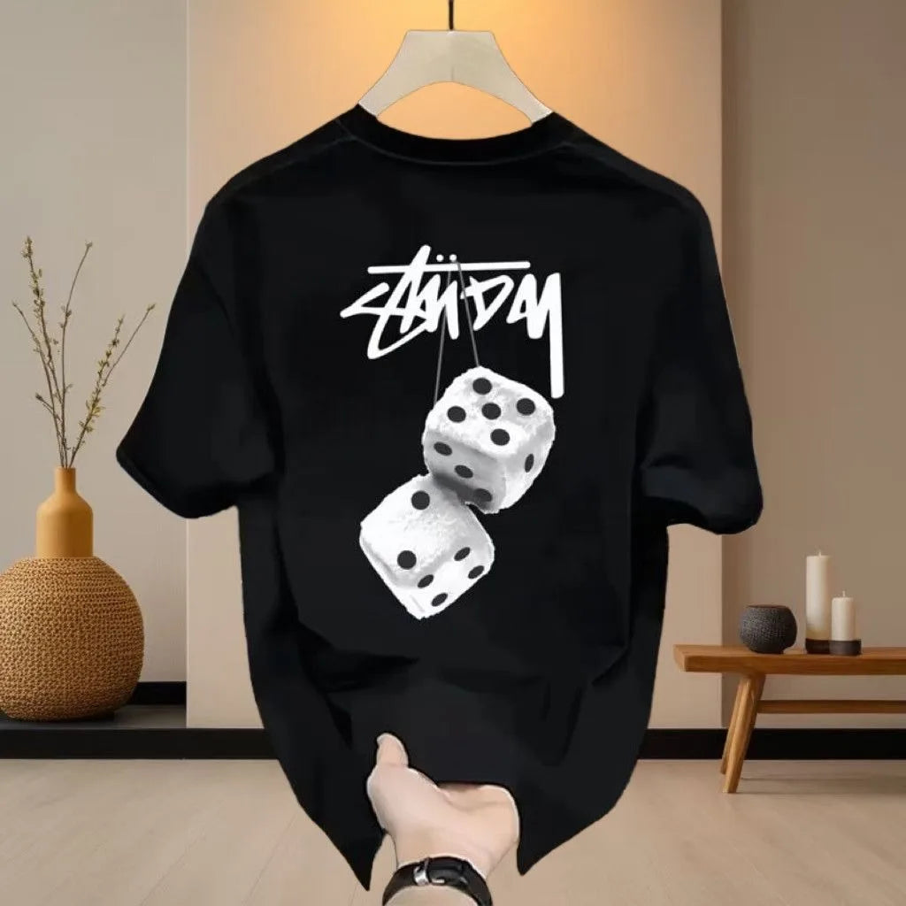 Hot 2026 Summer Trend Brand Loose Cotton New T-shirt Short Sleeve Print Top Casual Trend Round Neck with Half Sleeve Clothes