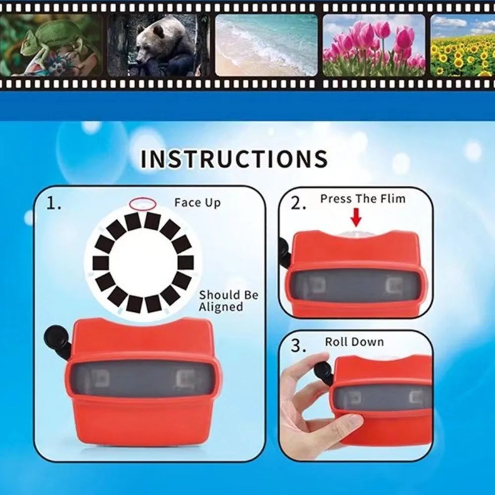 High Quality Luminous Toys 3D View-Master Mini Theater Cognitive Puzzle 3D Observation Deck Viewmaster Viewer for Kids