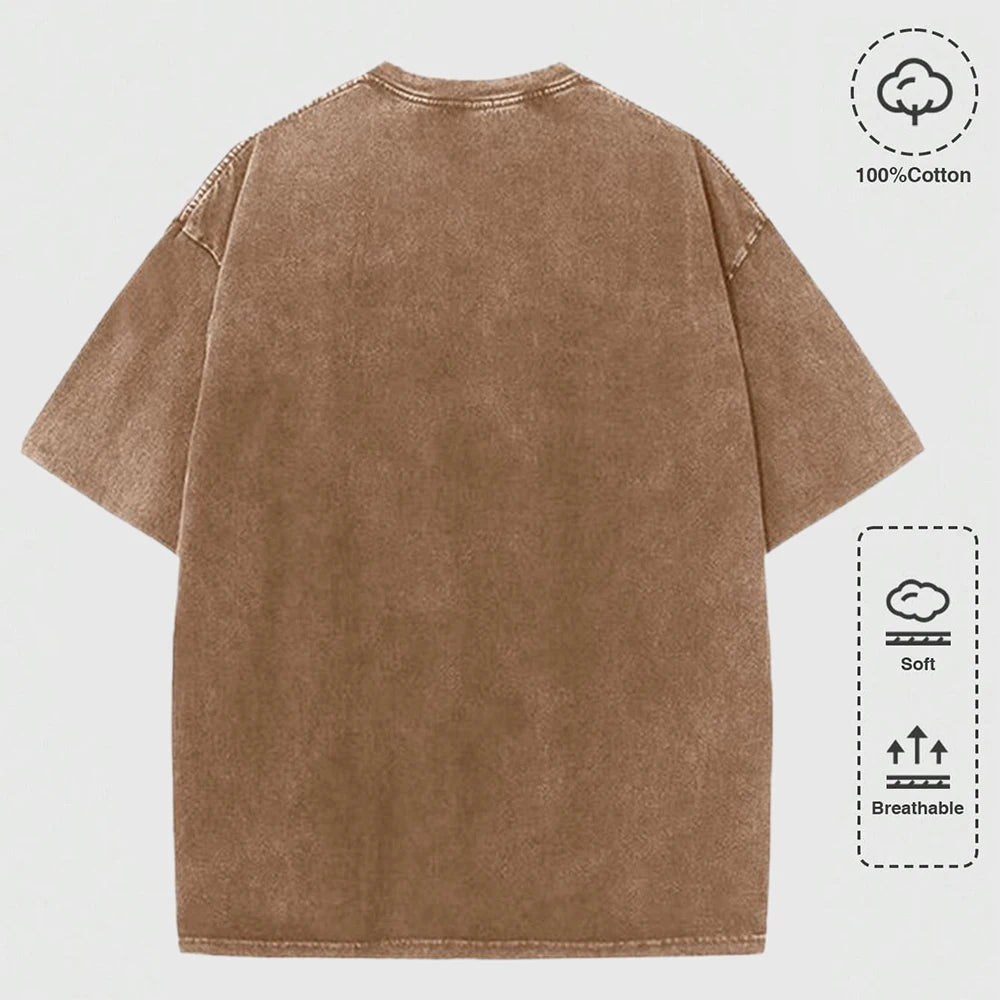 Change Never Look Back Printed Washed T-Shirts Womens Cotton Oversize T Shirt Summer Short Sleeve Tops Casual O-Neck Clothes