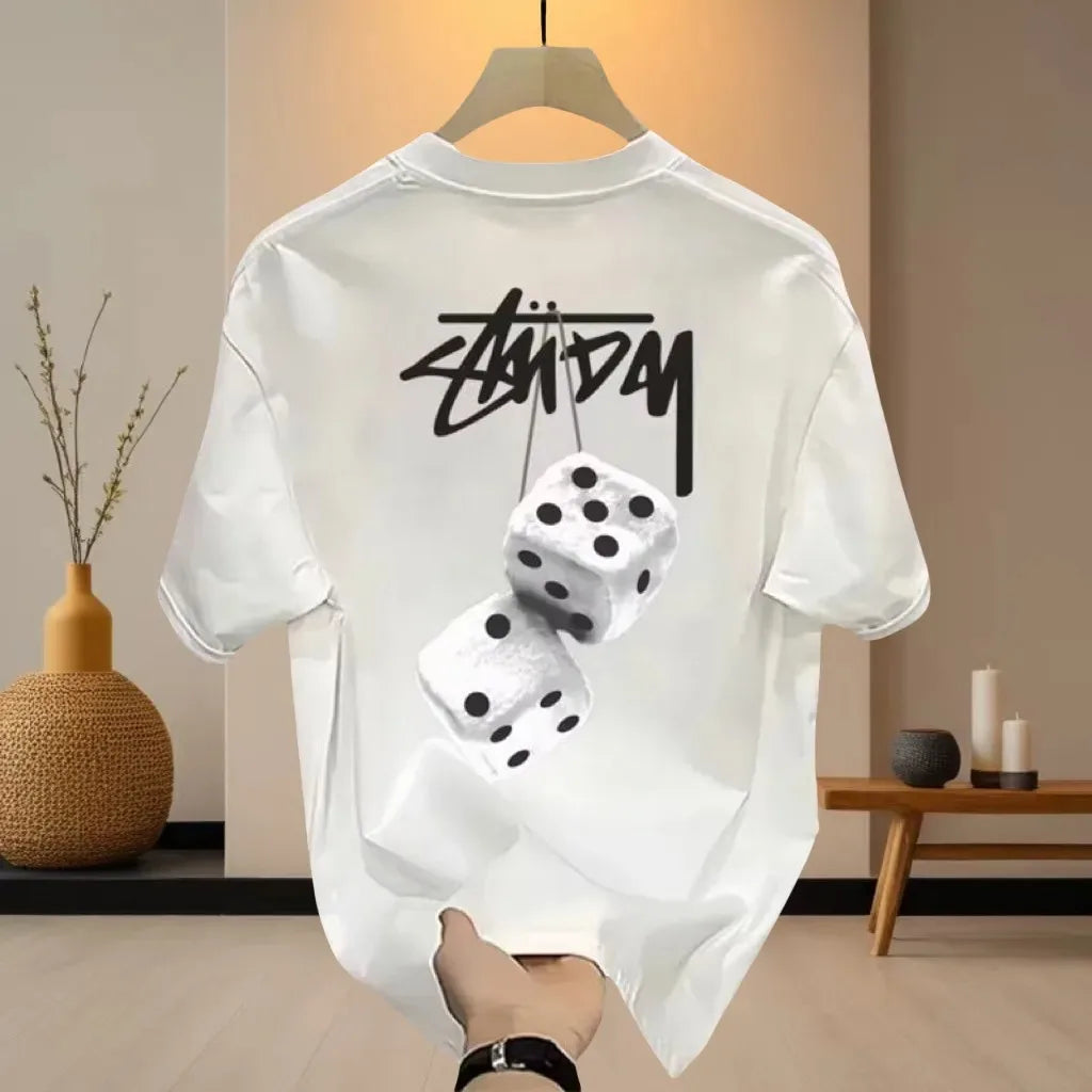 Hot 2026 Summer Trend Brand Loose Cotton New T-shirt Short Sleeve Print Top Casual Trend Round Neck with Half Sleeve Clothes