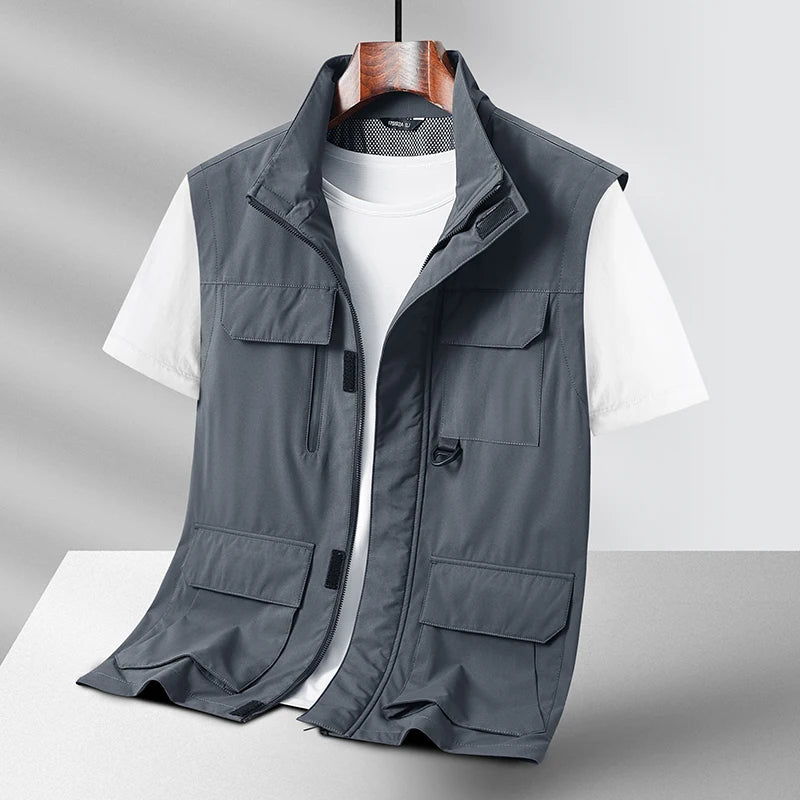 Summer Comfortable Sleeveless Jacket Vest Pockets Men Outdoors Pocket Waistcoat Male Photographer  Clothing
