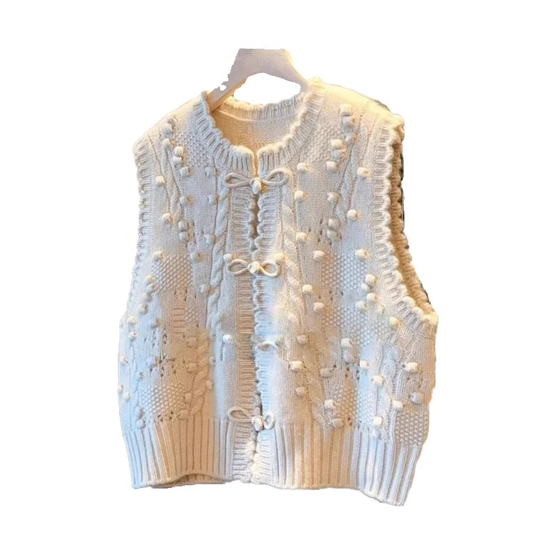 New Chinese Sle Old Money Knitted Sweater Vest Women's Outerwear Autumn Camere Small Fraance Sle Vest Autumn Winter