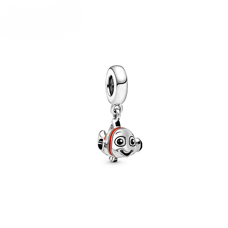 Anime Cartoon Silver Colour Finding Nemo Dangle Charm Holder Fit Original Brand DIY Charm for Women Jewelry Making Gift