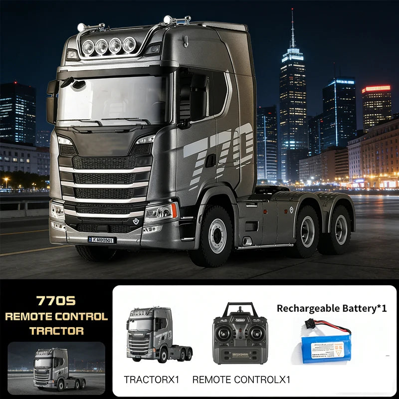 HUINA 1501 770S Alloy Tractor 19CH RC Truck 1/18 2.4G remote control Engineering Trailer Truck with Light Sound Toys Gifts