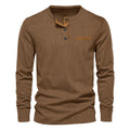 New Men's Long Sleeve T-shirt Spring And Autumn Comfortable Corduroy Fake Pocket Daily Casual Henry Shirt Fashion Men's Clothing
