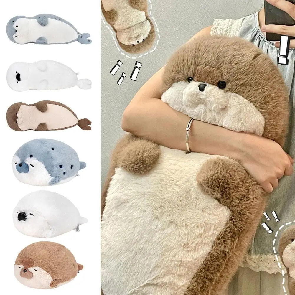 40/65cm Seal Plush Toy Soft Pillow Lifelike Simulation Stuffed Sea Otter Soft Doll Animal Toy Cartoon Otter Kid Birthday Gift