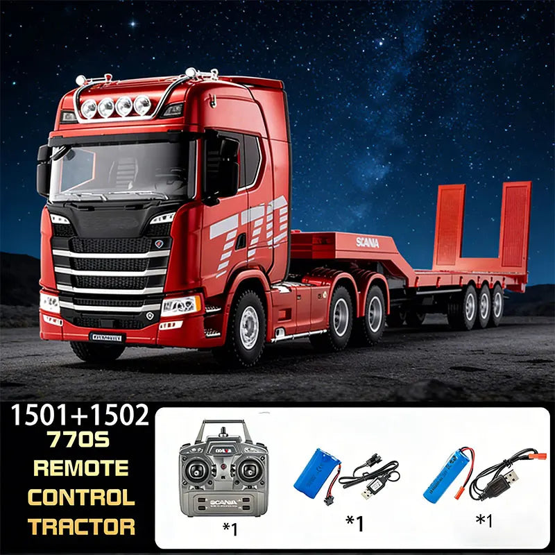 HUINA 1501 770S Alloy Tractor 19CH RC Truck 1/18 2.4G remote control Engineering Trailer Truck with Light Sound Toys Gifts