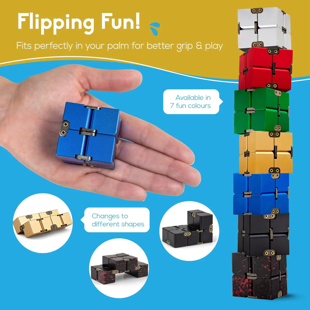 Infinity Cube Metal Fidget Toys,Aluminium‌ Antistress Anxiety Fidgeting EDC Anti Stress Relief Toy for Adult Kids Autism ADHD