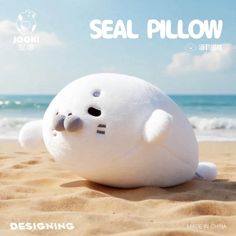 45CM Lovely Seal Plush Pillow Simulation Marine Animal Doll Soft Round Seal Plushie Cushion Toy