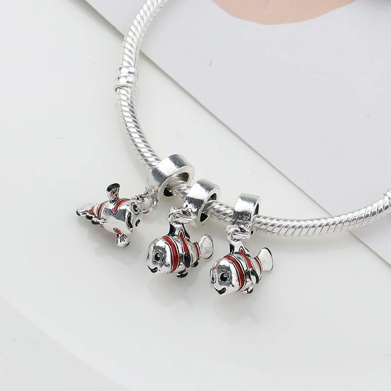 Anime Cartoon Silver Colour Finding Nemo Dangle Charm Holder Fit Original Brand DIY Charm for Women Jewelry Making Gift