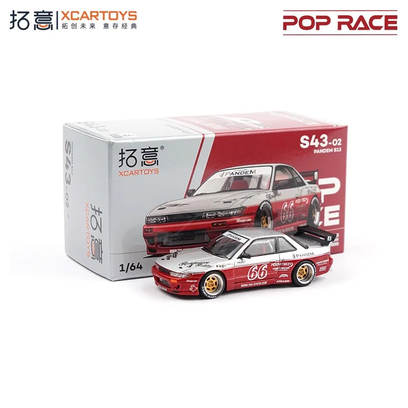Xcartoys x Pop Race 1:64 EVA RT TYPE-08 087X PANDEM S13 SINGER SKYLINE GTR V8 DRIFT Diecast Model Car