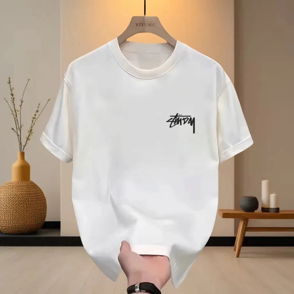 Hot 2026 Summer Trend Brand Loose Cotton New T-shirt Short Sleeve Print Top Casual Trend Round Neck with Half Sleeve Clothes