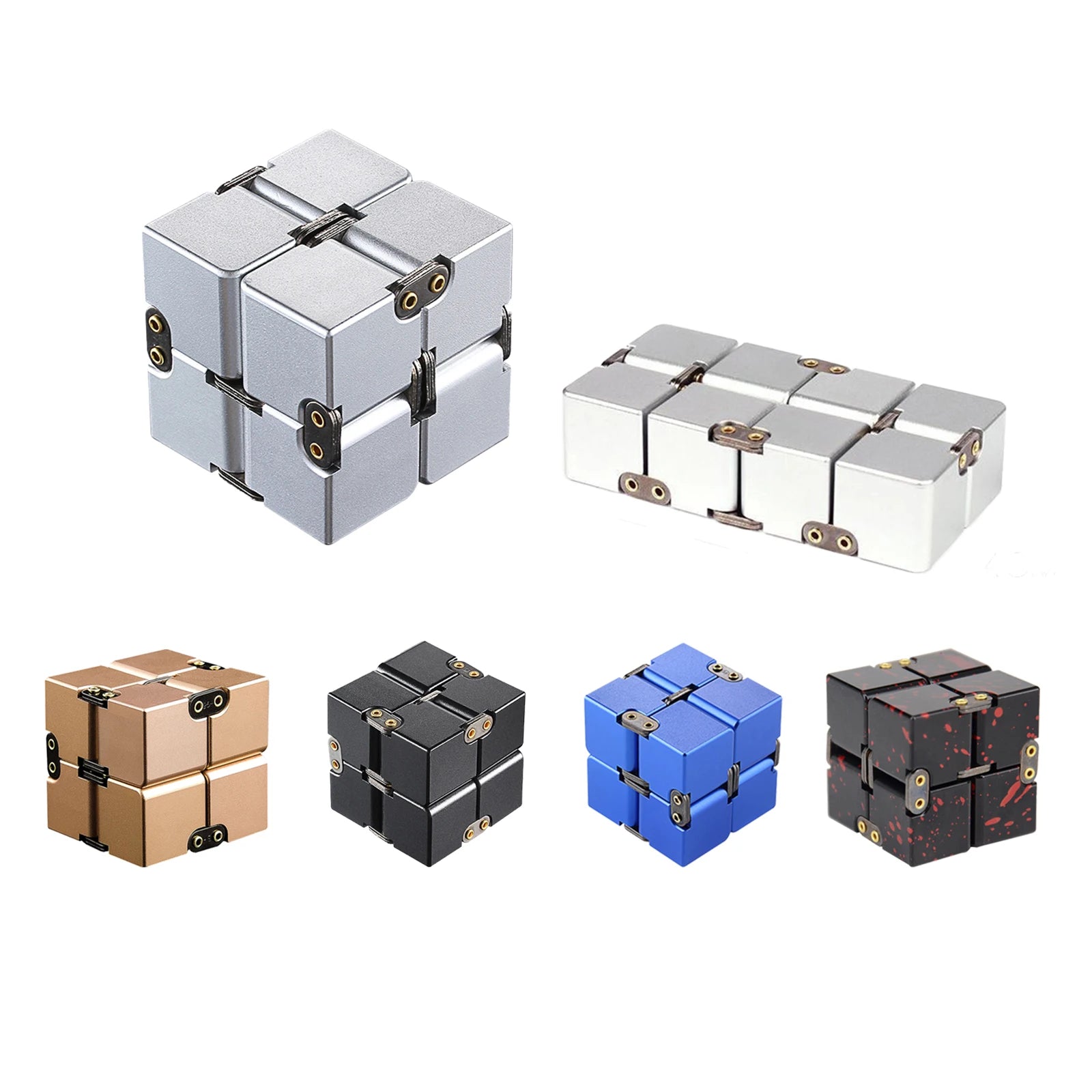 Infinity Cube Metal Fidget Toys,Aluminium‌ Antistress Anxiety Fidgeting EDC Anti Stress Relief Toy for Adult Kids Autism ADHD