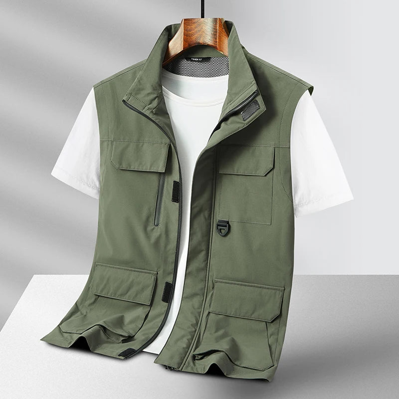 Summer Comfortable Sleeveless Jacket Vest Pockets Men Outdoors Pocket Waistcoat Male Photographer  Clothing
