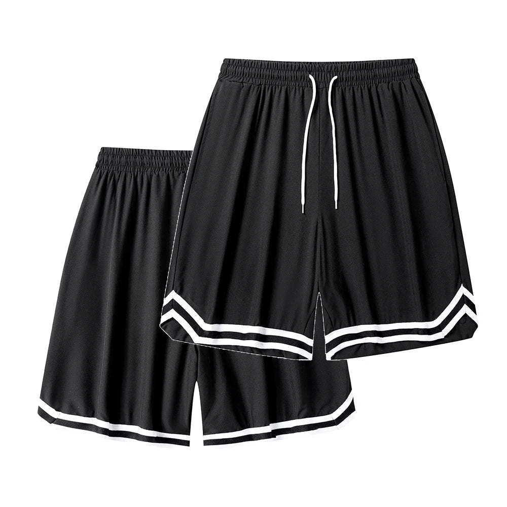 Men's Summer Colorblock Basketball Shorts Drawstring Elastic Waist Outdoor Casual Activities Hiking Fishing Contrast Striped Hem
