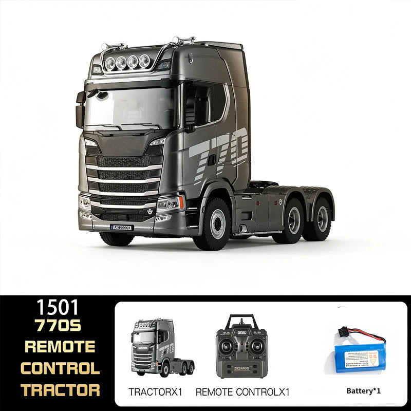 HUINA 1501 770S Alloy Tractor 19CH RC Truck 1/18 2.4G remote control Engineering Trailer Truck with Light Sound Toys Gifts