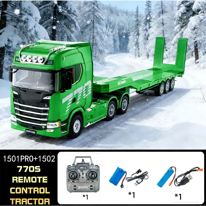 HUINA 1501 770S Alloy Tractor 19CH RC Truck 1/18 2.4G remote control Engineering Trailer Truck with Light Sound Toys Gifts