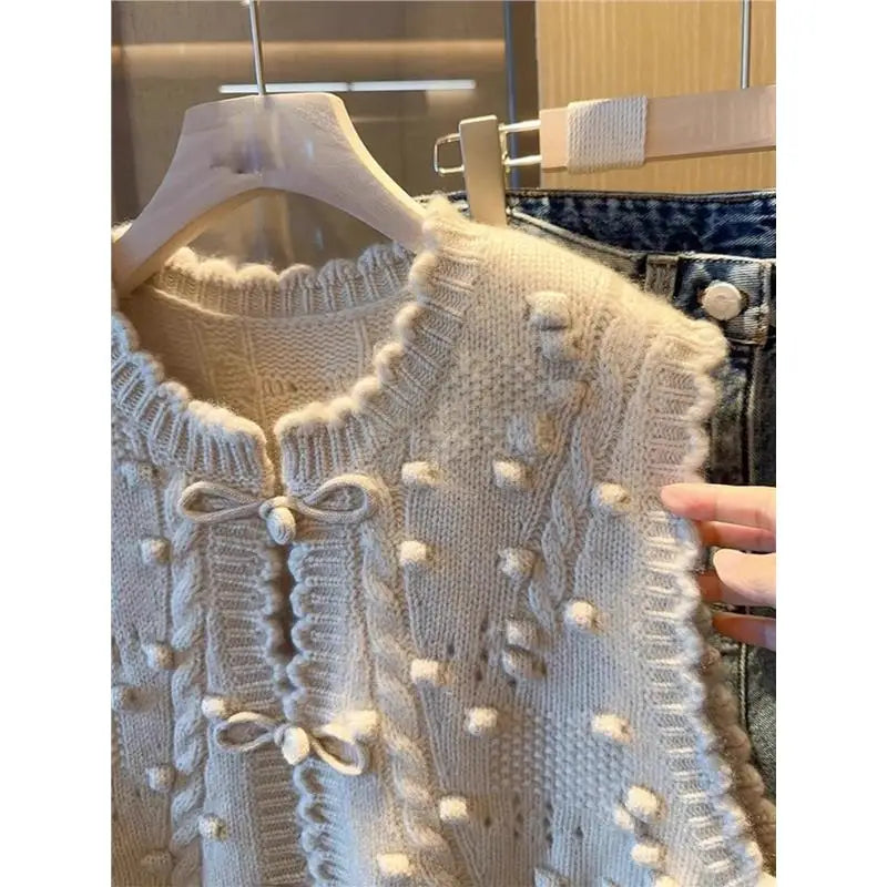 New Chinese Sle Old Money Knitted Sweater Vest Women's Outerwear Autumn Camere Small Fraance Sle Vest Autumn Winter