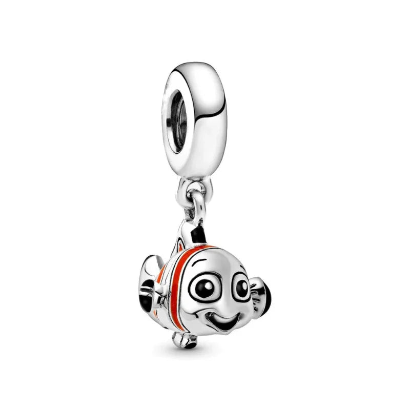 Anime Cartoon Silver Colour Finding Nemo Dangle Charm Holder Fit Original Brand DIY Charm for Women Jewelry Making Gift