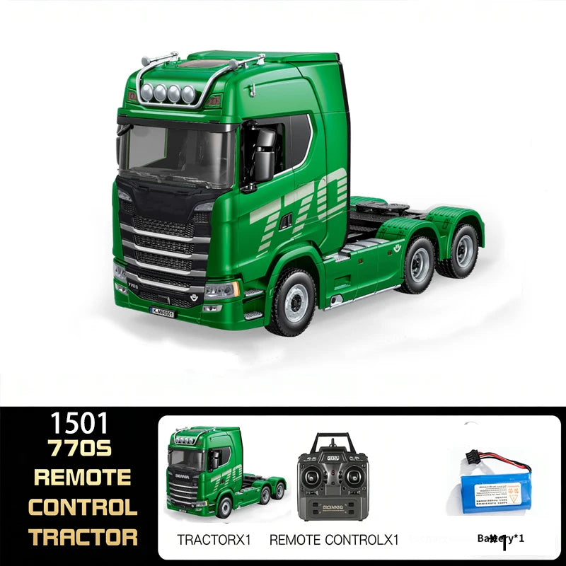 HUINA 1501 770S Alloy Tractor 19CH RC Truck 1/18 2.4G remote control Engineering Trailer Truck with Light Sound Toys Gifts