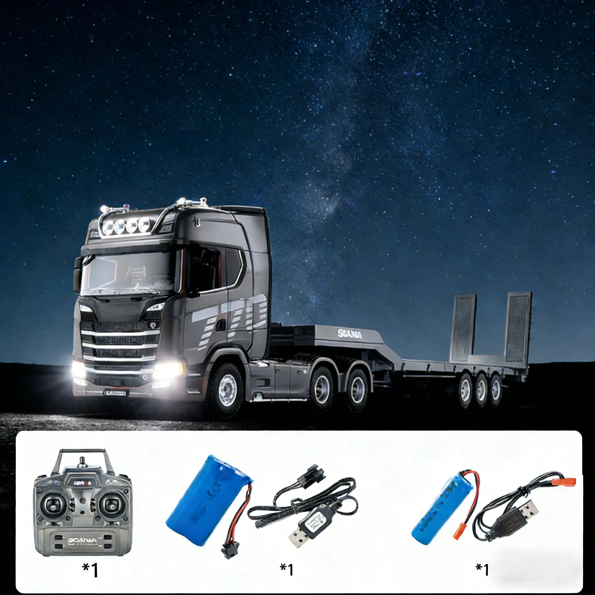 HUINA 1501 770S Alloy Tractor 19CH RC Truck 1/18 2.4G remote control Engineering Trailer Truck with Light Sound Toys Gifts