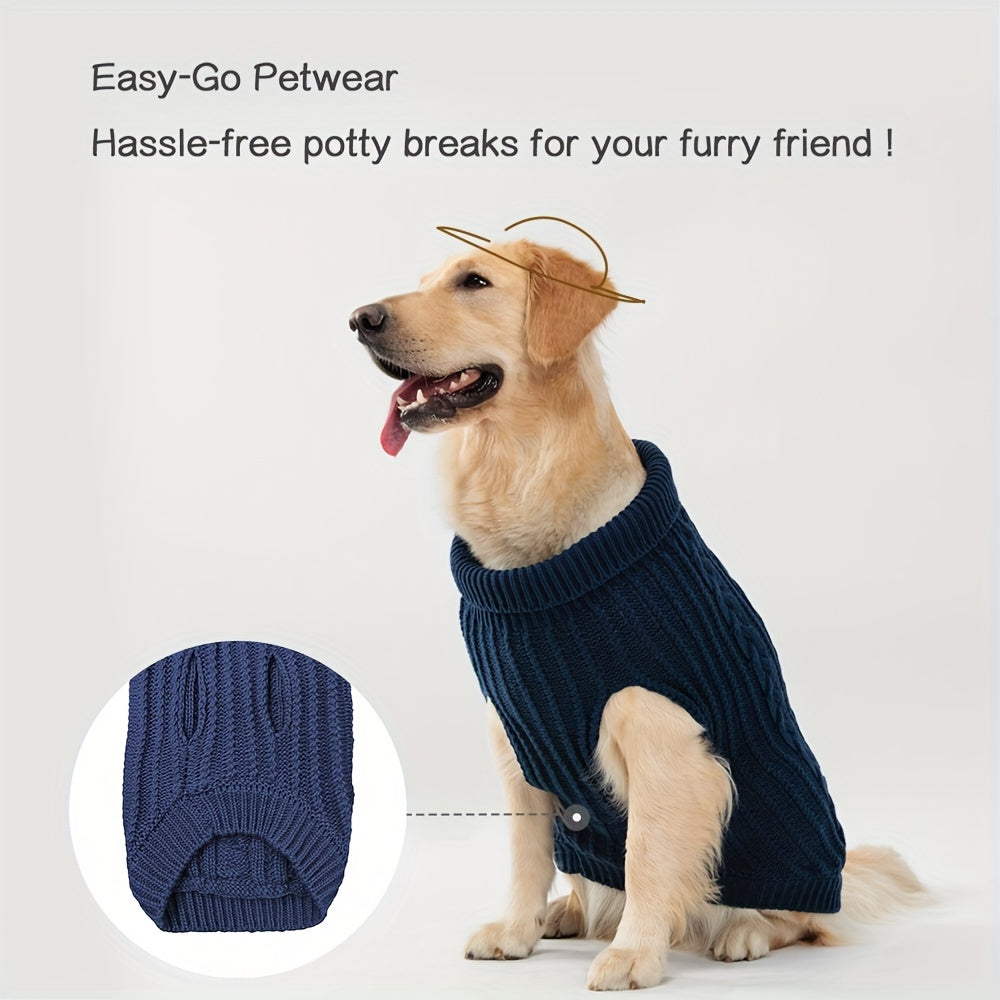 PETS TALE Dog Sweater with Twisted Rope & Chain Tag - Navy Blue Suitable for Breed Sizes (Small, Medium,), Machine Washable Pullover Sweater for, Chihuahua, Shih Tzu, Poodle & More