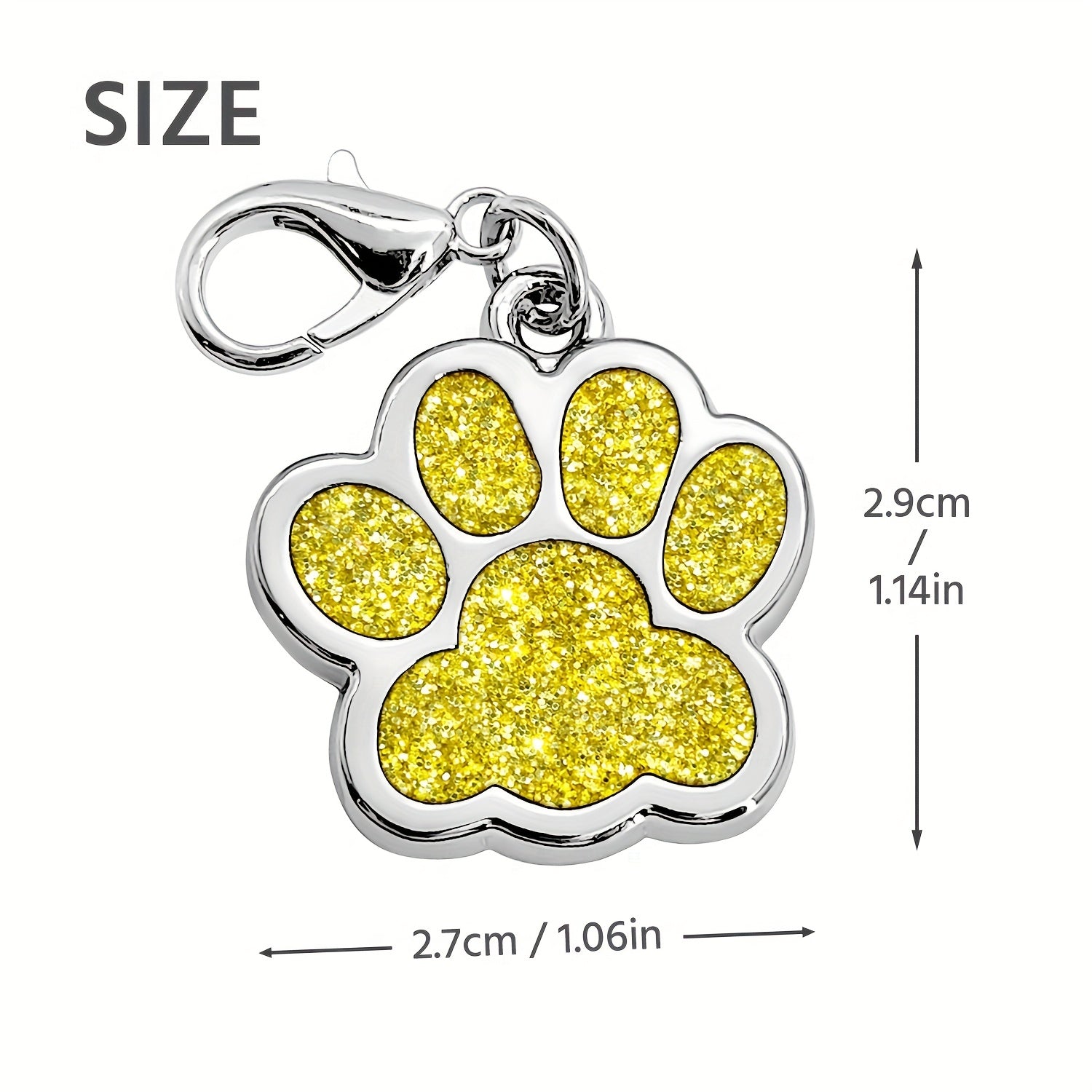 Personalized Dog Tag For Pets, Custom Engraved Dog ID Tag, Glitter Paw Print Collar Tags For Dogs